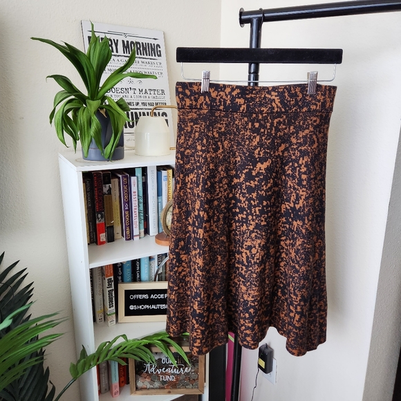 Alfani Brown and Black Splatter Print A-Line Sweater Skirt - Picture 1 of 4
